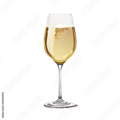 Elegant champagne glass with bubbles isolated on black background for celebration and special occasions