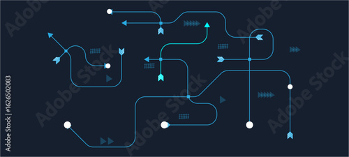 
Abstract digital AI circuit board background with tech icons. Digital technology motherboard texture design.