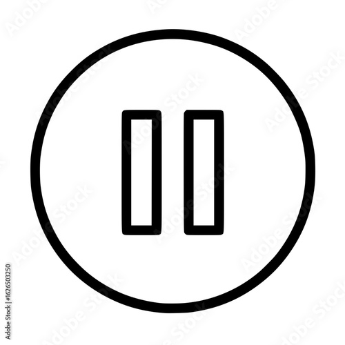 Pause Button Icon with Circular Border and Parallel Bars
