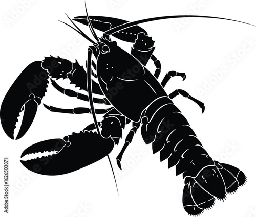 Black Silhouette Lobster Vector Illustration
