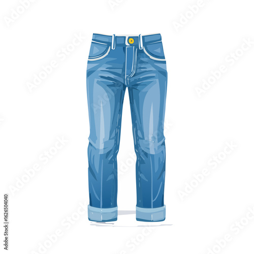Blue denim jeans illustration vector drawing for clothing fashion apparel product promotion