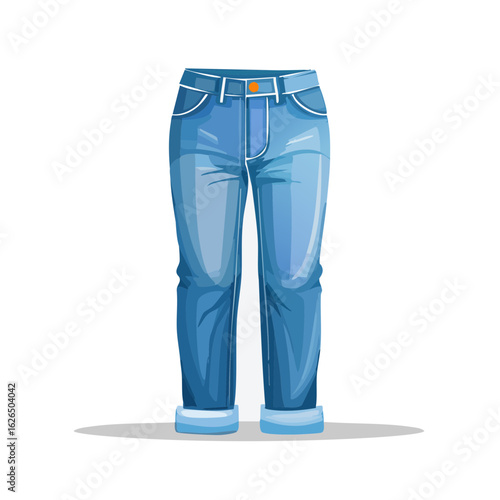 Illustration of blue jeans isolated on a simple background casual clothing denim apparel fashionable garment design element