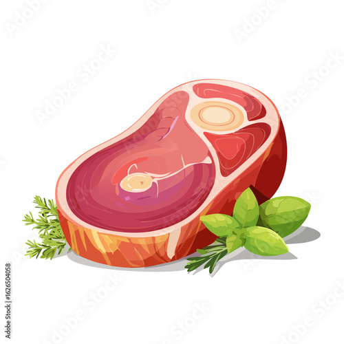 Fresh steak cut with herbs food illustration grilling barbeque meat