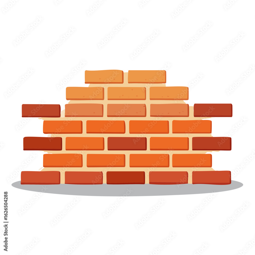 Obraz premium Cartoon Brick Wall Construction Textured Surface Building Element Architecture Detail