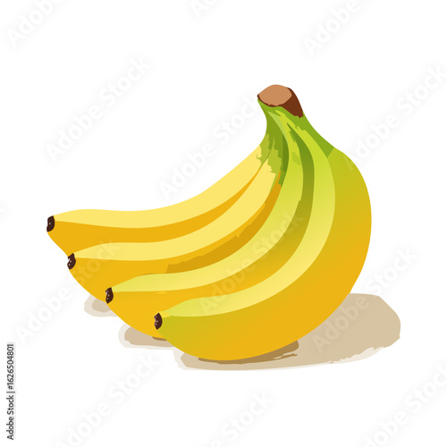 Bunch of Ripe Yellow Bananas Tropical Fruit Still Life Graphic Design Illustration