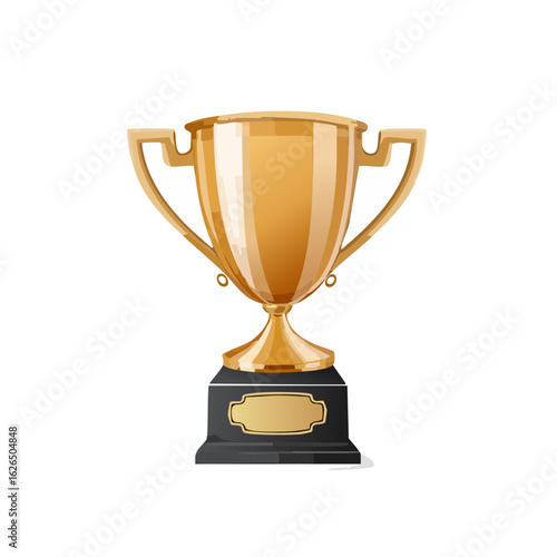 Shiny golden trophy on black stand success champion prize award accomplishment reward celebration victory challenge achievement