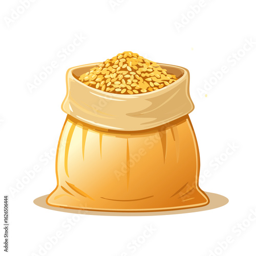 Full sack of golden grains cartoon style agricultural harvest bounty Illustration