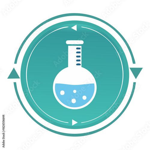 Lab Beaker Icon with Circular Arrows Biotechnology Science Chemistry Research