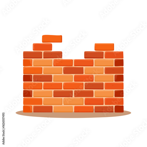 Cartoon Brick Wall Construction Partial Demolition Structure Repair Building Masonry