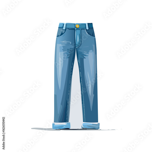 Stylized illustration of casual blue jeans pants denim clothing fashion