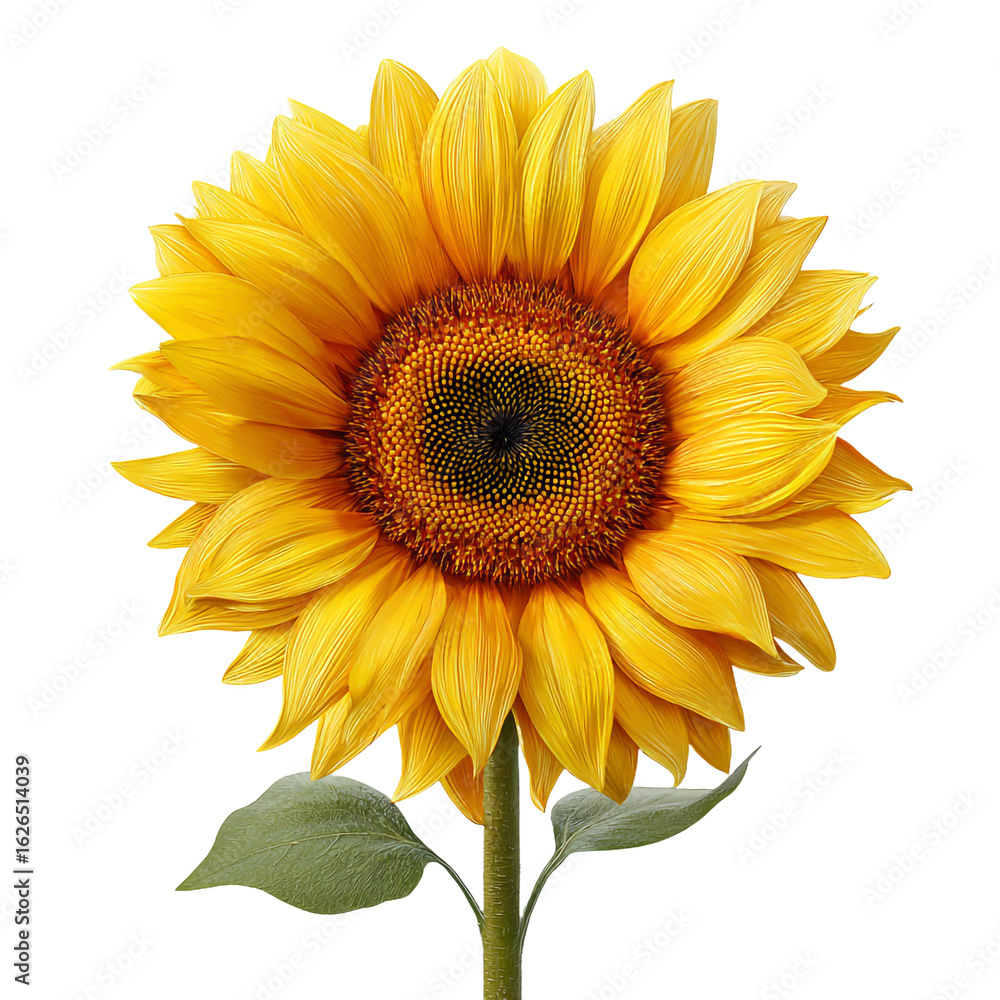 Fototapeta premium realistic 3d sunflower, detailed texture, isolated, white background. PNG