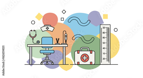 Medical office setup with tools and equipment