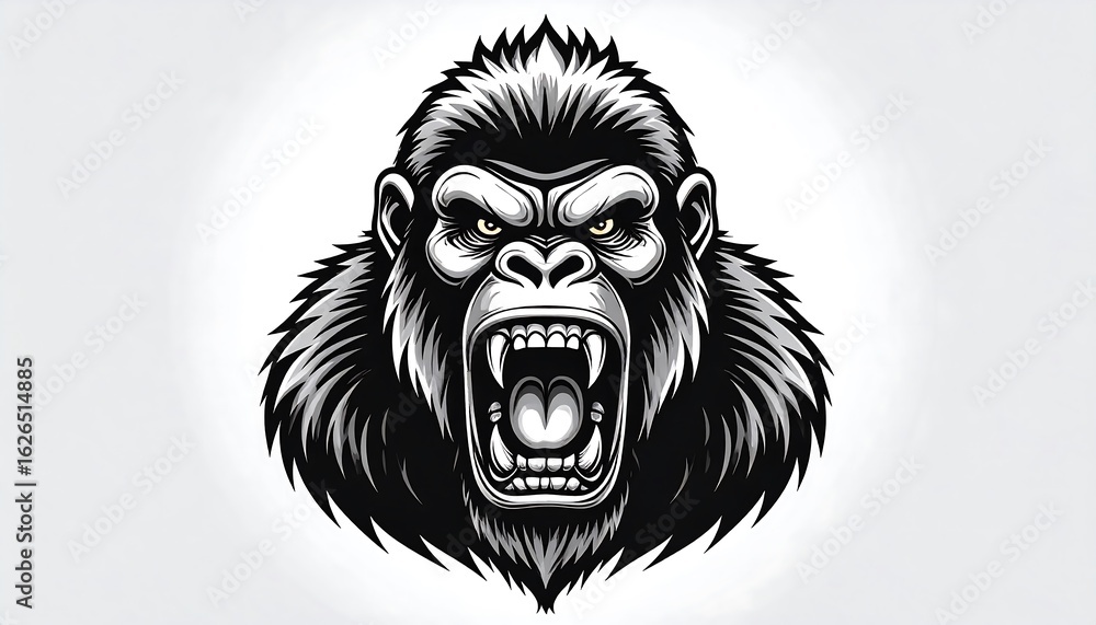 Fototapeta premium Gorilla head, fierce expression