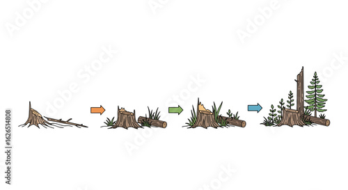 Tree regeneration cycle stages growth process diagram