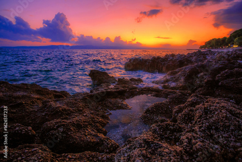 Fototapeta Naklejka Na Ścianę i Meble -  spectacular morning landscape in Croatia, Brela resort, Makarska riviera, Dalmatia, Europe...exclusive - this image is sell only on Adobe stock