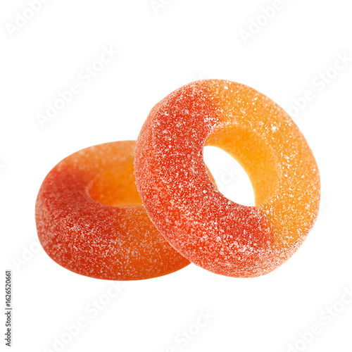 Two Peach Ring Candies Sweet Treats Gummi on transparent background