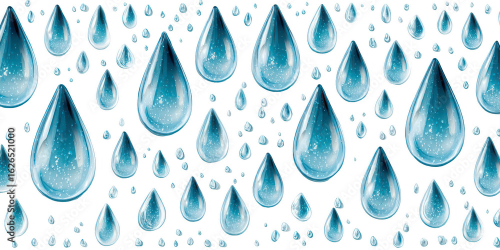 Many teardrop-shaped water droplets Many teardrop-shaped water droplets