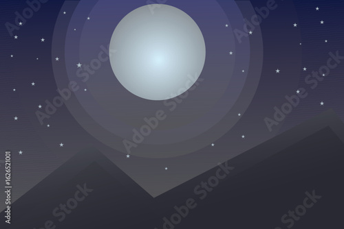 abstract background with stars moon hill