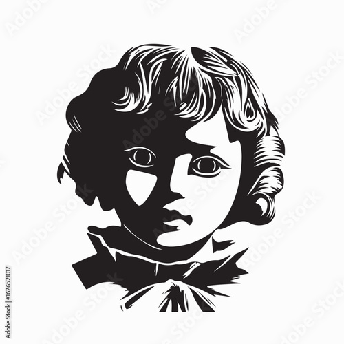  Scary Realistic Doll Staring with Intense Expression Vector image on white background.