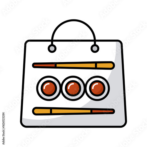 Sushi delivery vector icon. Bag for sushi delivery