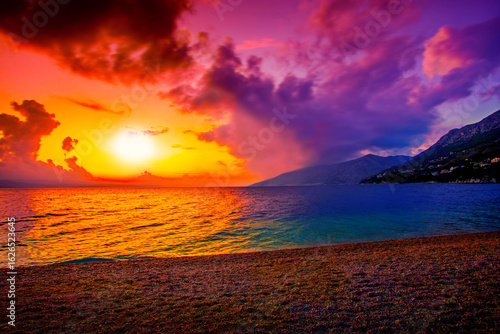 Fototapeta Naklejka Na Ścianę i Meble -  spectacular morning landscape in Croatia, Brela resort, Makarska riviera, Dalmatia, Europe...exclusive - this image is sell only on Adobe stock