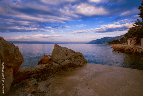 Fototapeta Naklejka Na Ścianę i Meble -  spectacular morning landscape in Croatia, Brela resort, Makarska riviera, Dalmatia, Europe...exclusive - this image is sell only on Adobe stock