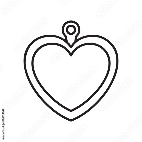 Simple black outline heart locket or pendant vector illustration on a white background, a symbolic design element.