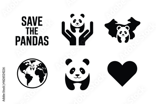 Save the pandas endangered species conservation awareness icons save pandas wildlife