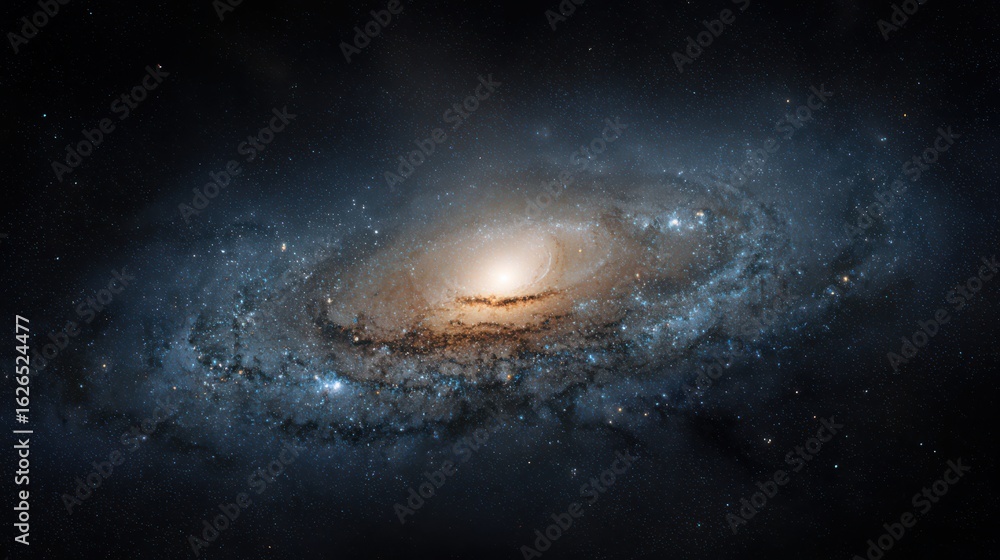 Fototapeta premium a galaxy with stars and nebulae, against a dark background