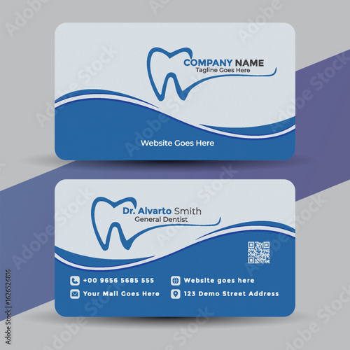 Vector art of modern dental business card template vector design for dentist isolated on white
