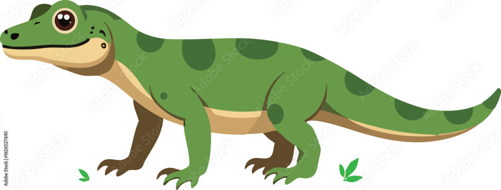 Fototapeta premium Cute, fun cartoon animal vector illustration of a green crocodile character drawing