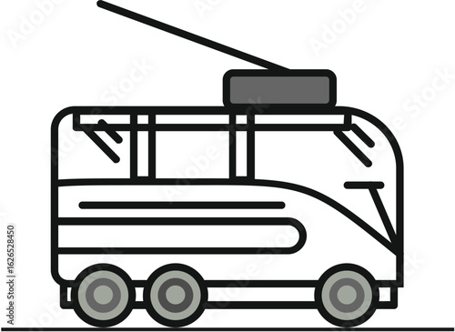 Trolleybus transportation vehicle in minimalist line art style,vector  