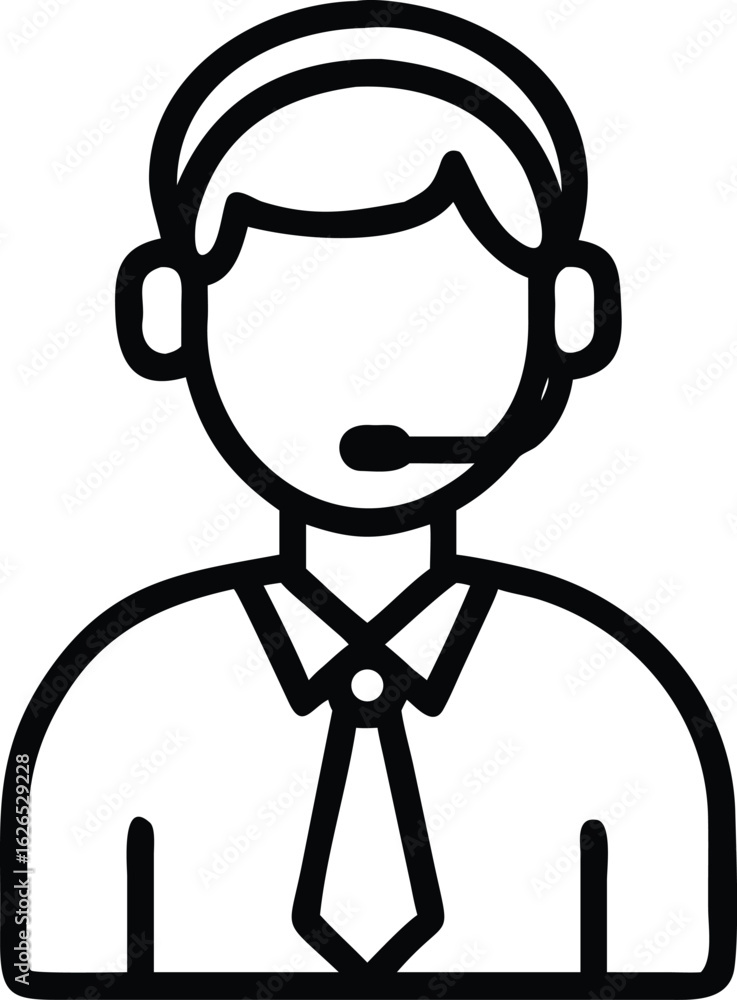 Vector art of customer service operator with headset and microphone, isolated on white background Vector art of customer service operator with headset and microphone, isolated on white background