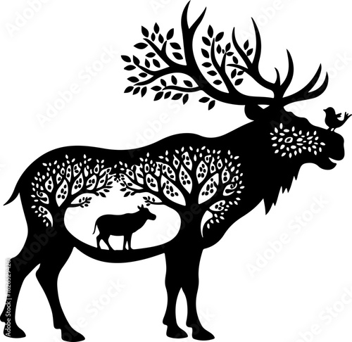 Nature Within: Wildlife Silhouette Art"