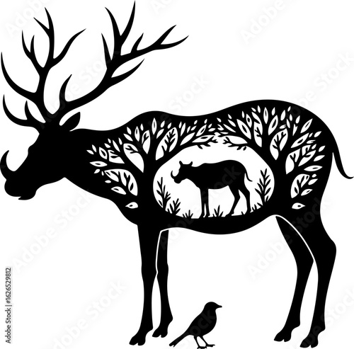 Nature Within: Wildlife Silhouette Art"