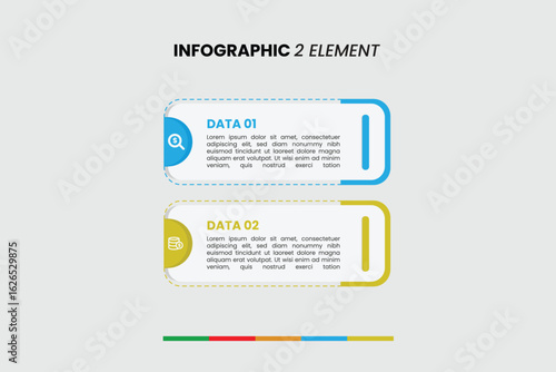 Clean two-element infographic template with rounded rectangles and icons, ideal for presenting data or steps in a clear, organized manner