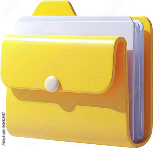 Folder icon in pastel 3D business style, digital file storage symbol isolated on white background, UI UX element for document management apps and platforms