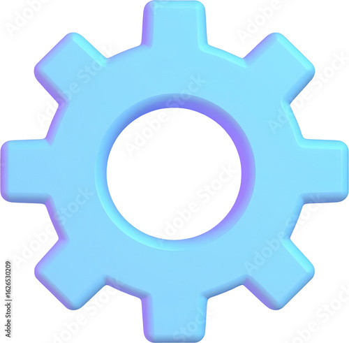 Gear icon in pastel 3D business style, system setting symbol isolated on white background, UI UX element for apps and digital platforms