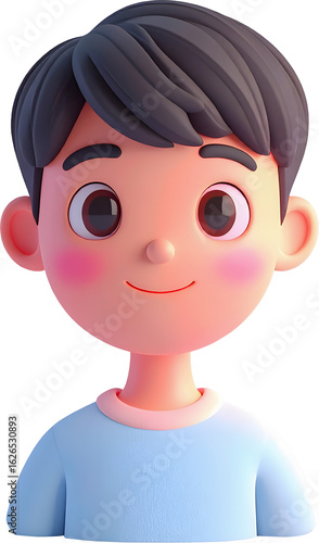 Male upper body character icon in pastel 3D business style, young office worker avatar with formal outfit, isolated on white background, UI UX element for apps and platforms