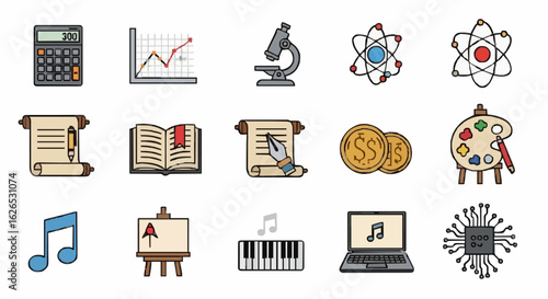 Engaging education icons for modern learning and study projects