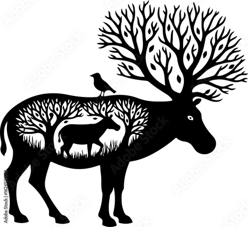 Nature Within: Wildlife Silhouette Art"