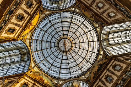 Glass dome ceiling of Galleria Vittorio Emanuele II in Milan