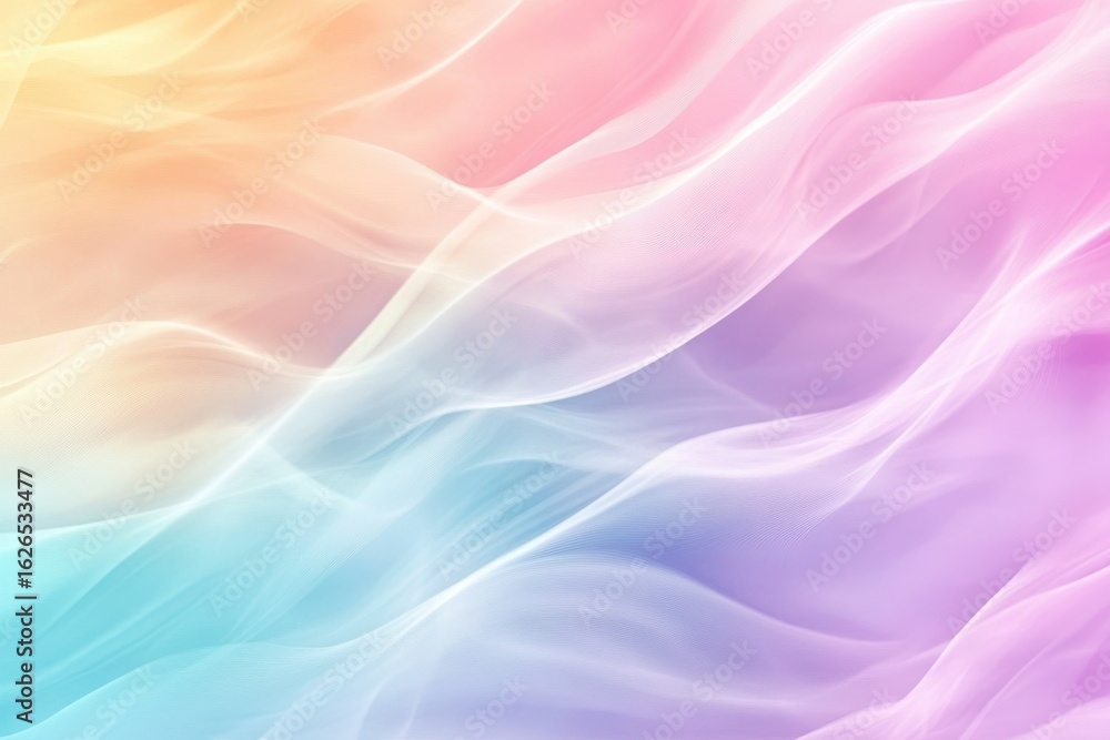 Fototapeta premium Ethereal Pastel Waves: A Dreamy Abstract Background with Soft Colors and Gentle Flowing Lines to bring peace.