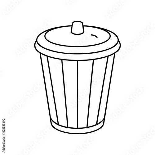 A minimal outline illustration of a dust bin or garbage container, ideal for sanitation, recycling, or office use, isolated on a clean white background