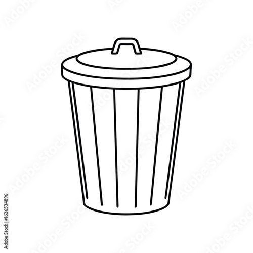 A minimal outline illustration of a dust bin or garbage container, ideal for sanitation, recycling, or office use, isolated on a clean white background