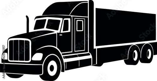 White background isolated commercial cargo truck vehicle illustration