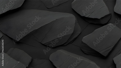 Modern Elegant Black Stones Background with Seamless Texture. 