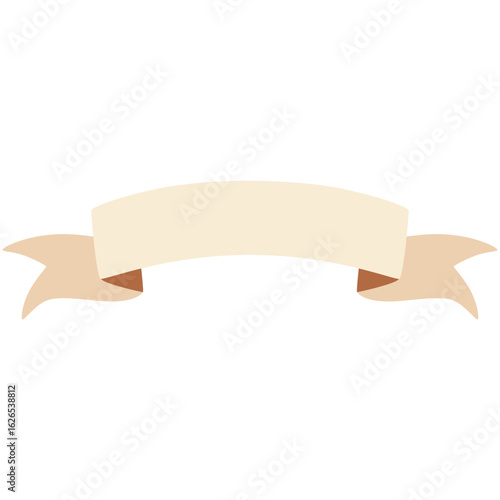 Elegant cream ribbon banner with soft arch and shadowed folds, ideal for vintage frames or headings.
