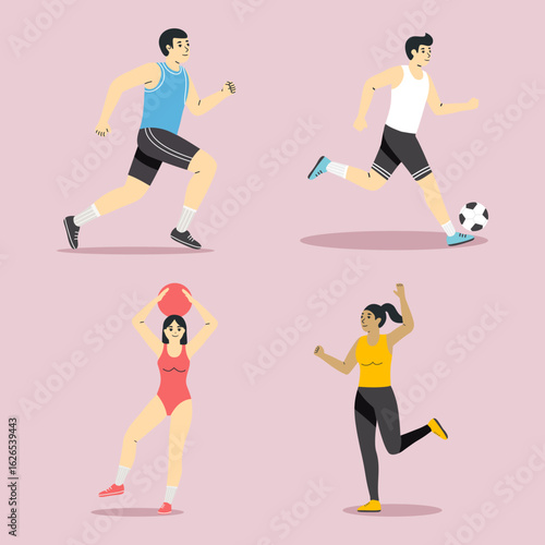 Collection Of men And women doing various sport acrivities