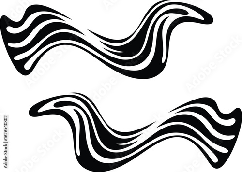 Abstract Black and White Wavy Optical Illusion Art